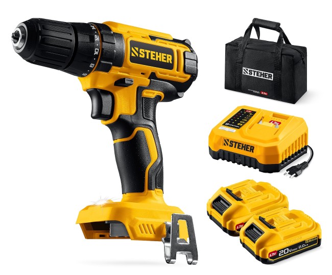 Дрель-шуруповерт CD-40-22 STEHER 20 В, 40 Н·м, 2 АКБ LMS (2 А·ч) Дрель-шуруповерт CD-40-22 STEHER 20 В, 40 Н·м, 2 АКБ LMS (2 А·ч)