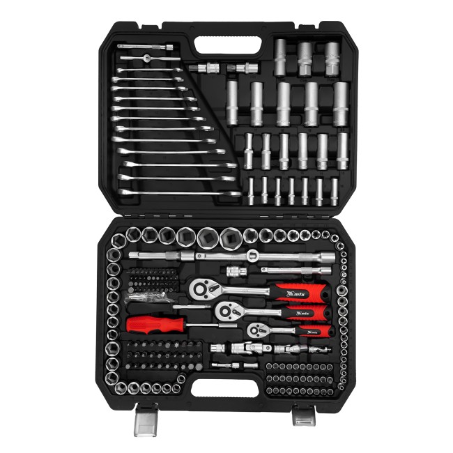 Набор инструментов, 1/2", 3/8", 1/4", пластиковый кейс 215 предметов MTX