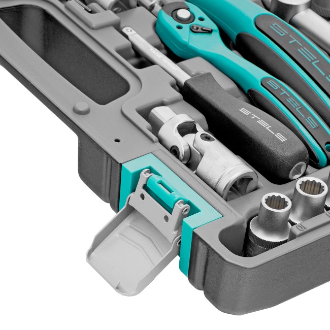 Набор инструментов 1/2", 1/4", CrV 12 гранные головки 94 предмета Stels