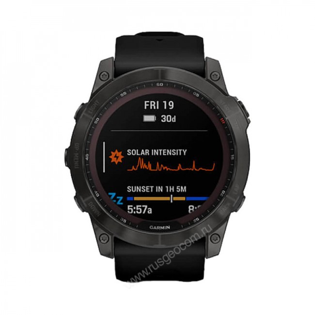 Часы Garmin Fenix 7X Sapphire Solar титановый угольно-серый DLC с силиконовым ремешком