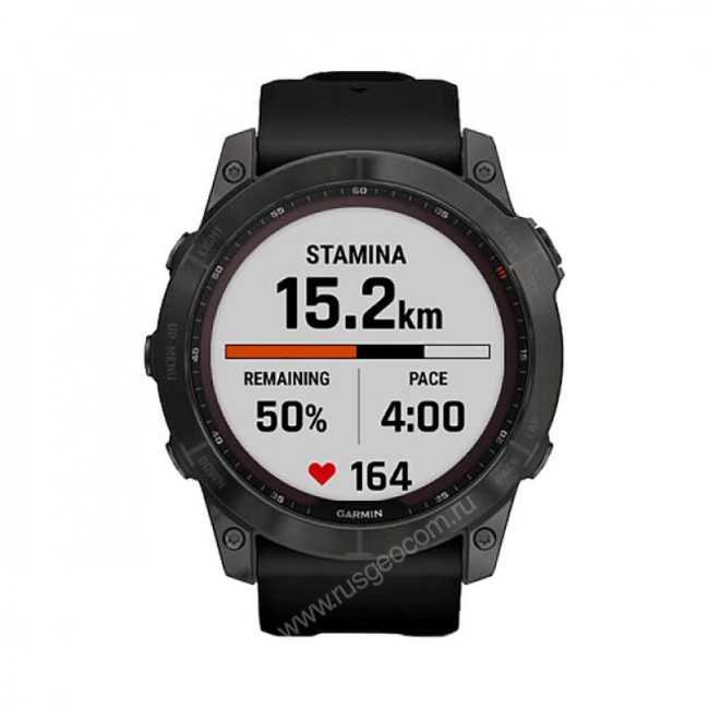 Часы Garmin Fenix 7X Sapphire Solar титановый угольно-серый DLC с силиконовым ремешком
