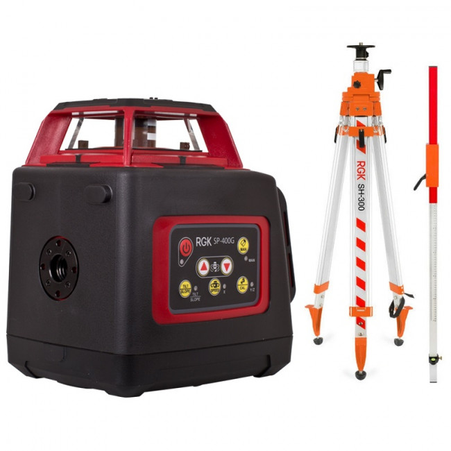 Комплект: ротационный нивелир RGK SP-400G + штатив RGK SH-170, рейка RGK LR-2
