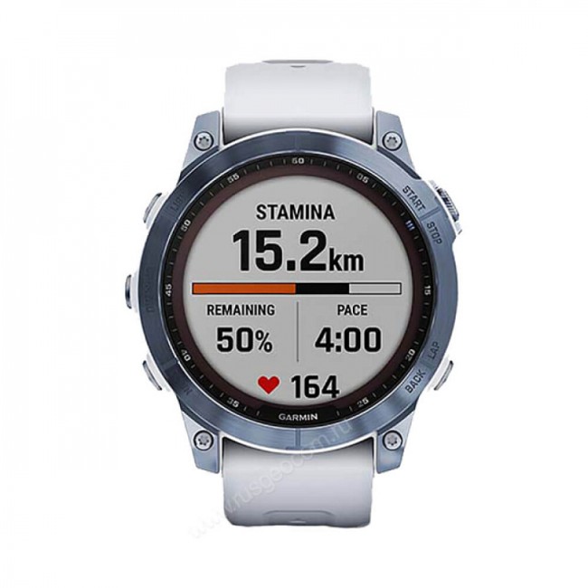 Часы Garmin Fenix 7 Sapphire Solar титановый синий минерал DLC с белым ремешком Часы Garmin Fenix 7 Sapphire Solar титановый синий минерал DLC с белым ремешком