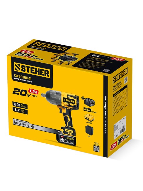 Ударный гайковерт CWB-1000-41 STEHER 20 В, 1000 Н·м, 1 АКБ LMS (4 А·ч)