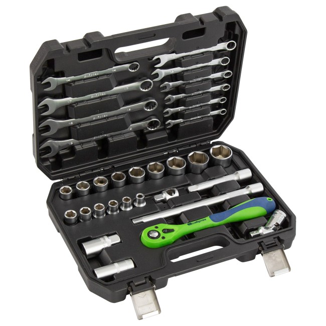 Набор инструментов 1/2" CrV 32 предмета Сибртех Набор инструментов 1/2" CrV 32 предмета Сибртех