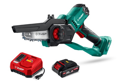 Мини-пила цепная аккумуляторная ПЦА-2010-21 ЗУБР 20 В, 100 мм шина, 1 АКБ LMS (2 Ач) Мини-пила цепная аккумуляторная ПЦА-2010-21 ЗУБР 20 В, 100 мм шина, 1 АКБ LMS (2 Ач)