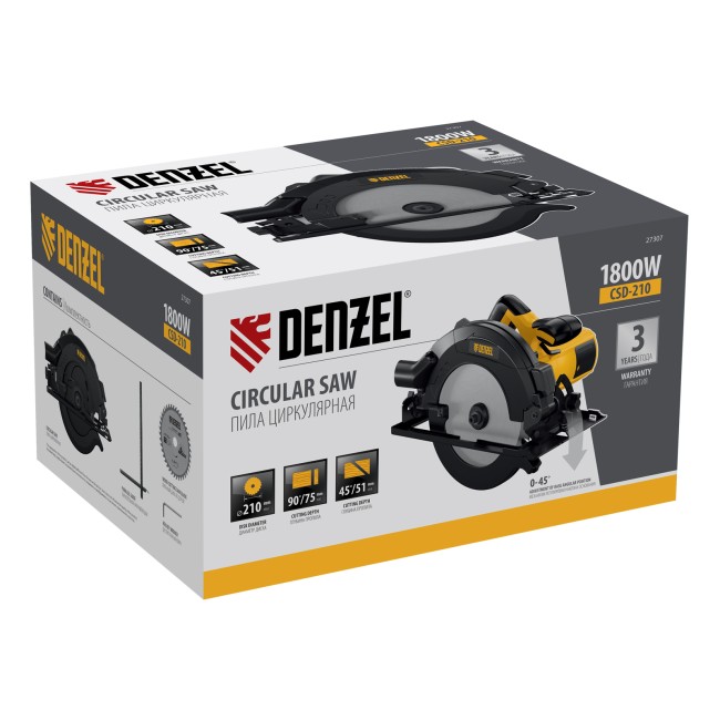 Пила циркулярная CSD-210, 1800 Вт, 210 мм Denzel Пила циркулярная CSD-210, 1800 Вт, 210 мм Denzel