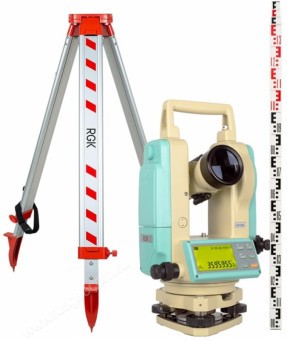 Комплект теодолит RGK T-02 с лазерным целеуказателем штатив рейка - 3 в 1