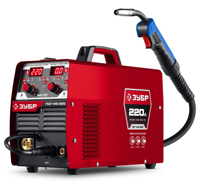 Полуавтомат сварочный, с газом / без газа ПСГ-М8-220 ЗУБР MASTER, MIG / MAG, FCAW, MMA, TIG, 220 А