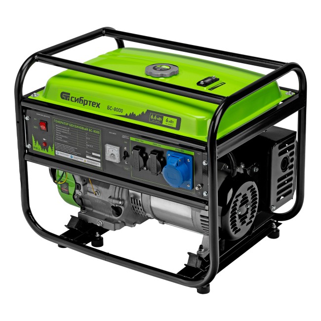 Генератор бензиновый БС-8000, 6,6 кВт Сибртех Генератор бензиновый БС-8000, 6,6 кВт Сибртех