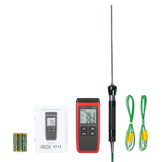Термометр RGK CT-12 с погружным зондом температуры TR-10W с поверкой