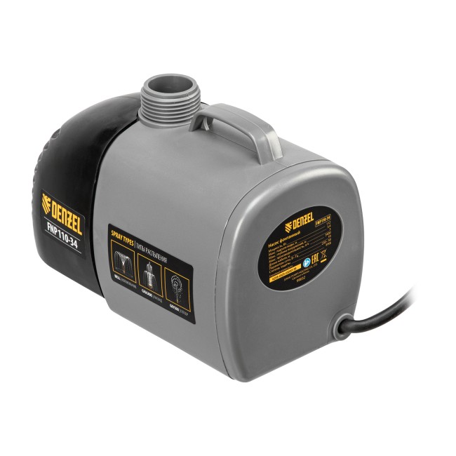 Насос фонтанный FNP110-34, 112 Вт, подъем 3,4 м, 3400 л/ч, колокольчик/каскад/гейзер Denzel Насос фонтанный FNP110-34, 112 Вт, подъем 3,4 м, 3400 л/ч, колокольчик/каскад/гейзер Denzel