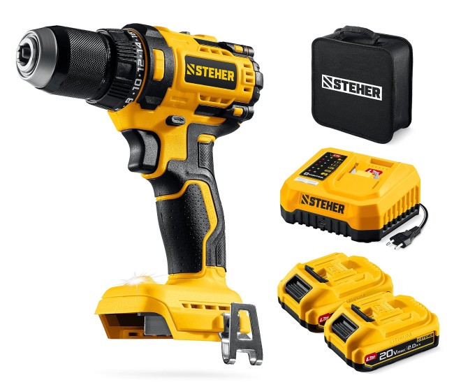 Дрель-шуруповерт CB-65-22 STEHER 20 В, 65 Н·м, 2 АКБ LMS (2 А·ч) Дрель-шуруповерт CB-65-22 STEHER 20 В, 65 Н·м, 2 АКБ LMS (2 А·ч)